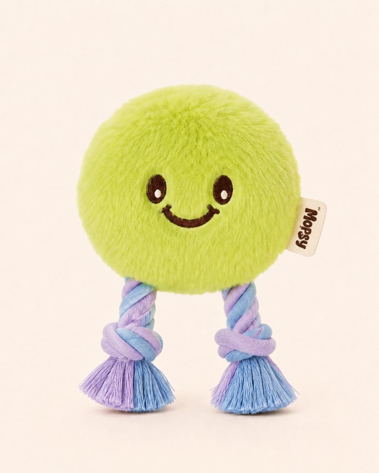 The Pom-Pom Pal, a smiling lilac plush friend with rope legs